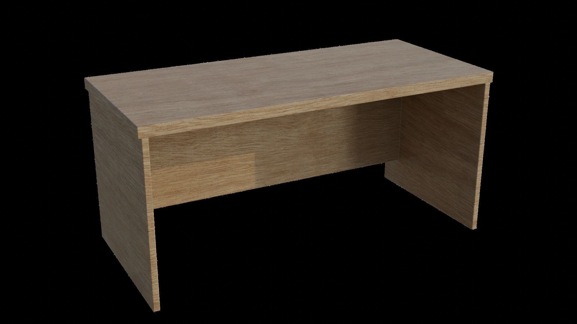 Wooden Student Desk Low-poly 3D model_1