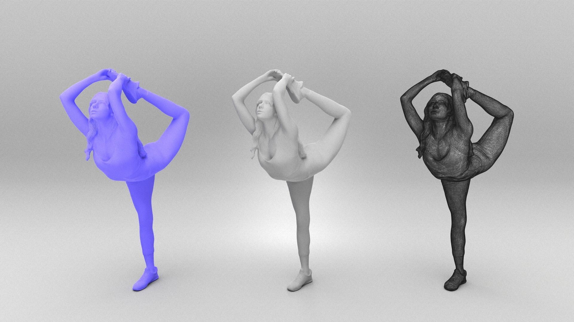 Woman doing gymnastics 343 Low-poly 3D model_4