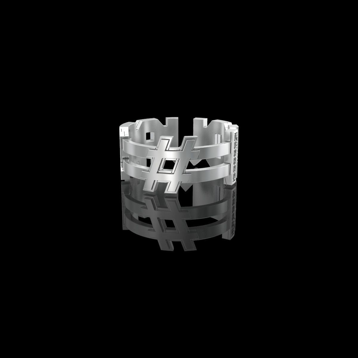 NO WAR Ring with gems Size 17-5mm 3D print model 3D print model_5