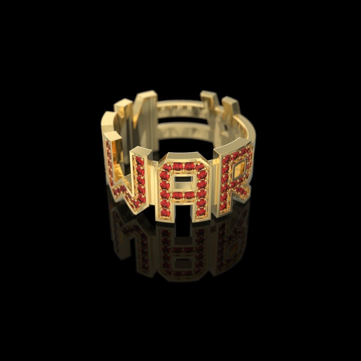 NO WAR Ring with gems Size 17-5mm 3D print model 3D print model_14