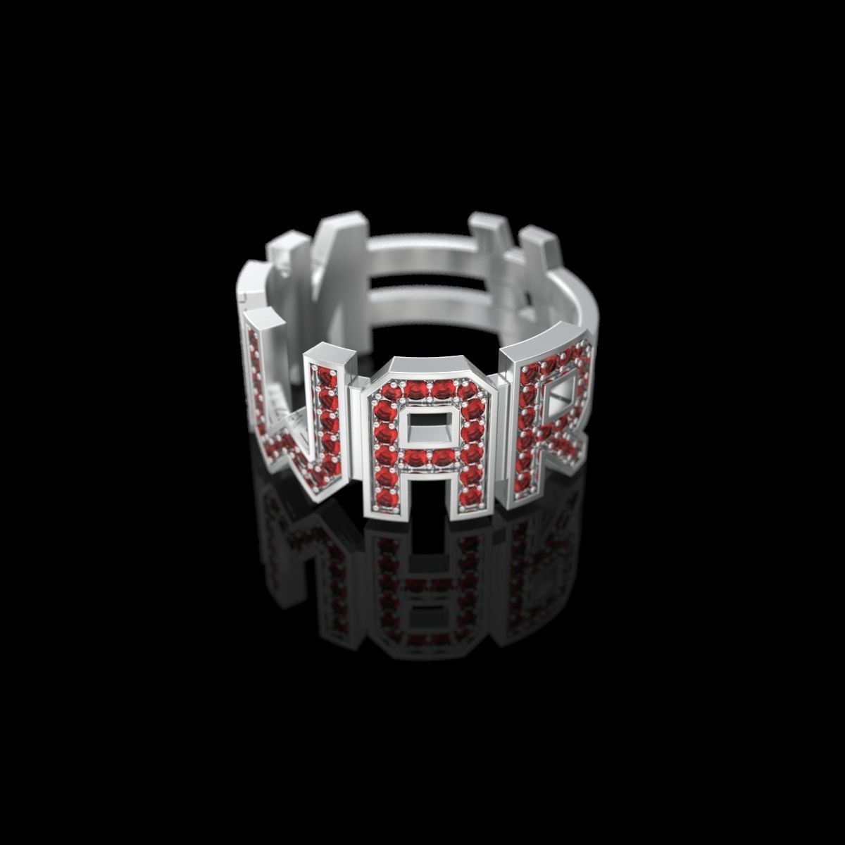NO WAR Ring with gems Size 17-5mm 3D print model 3D print model_12