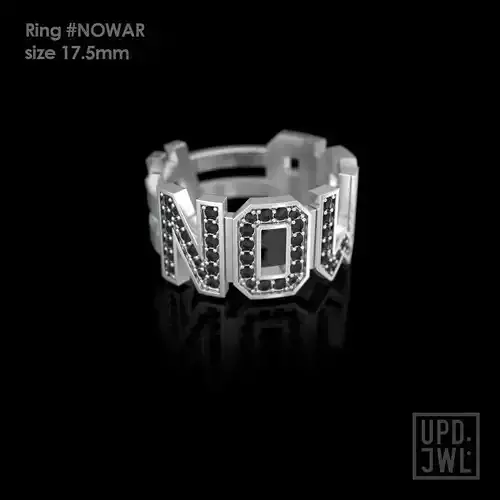 NO WAR Ring with gems Size 17-5mm 3D print model 3D print model
