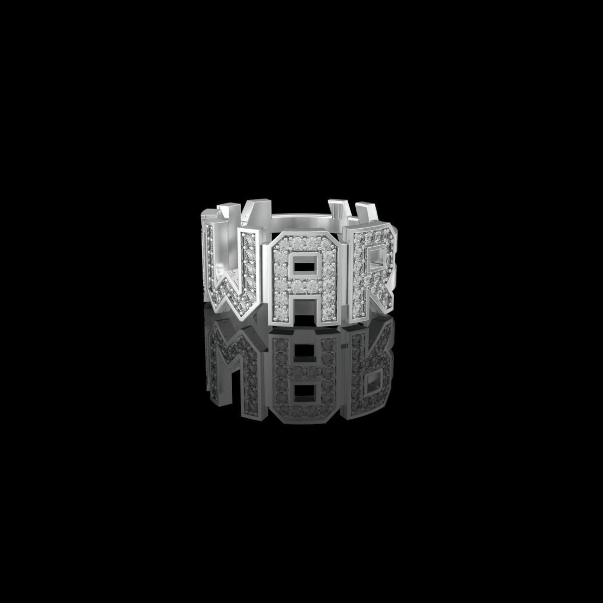 NO WAR Ring with gems Size 17-5mm 3D print model 3D print model_4