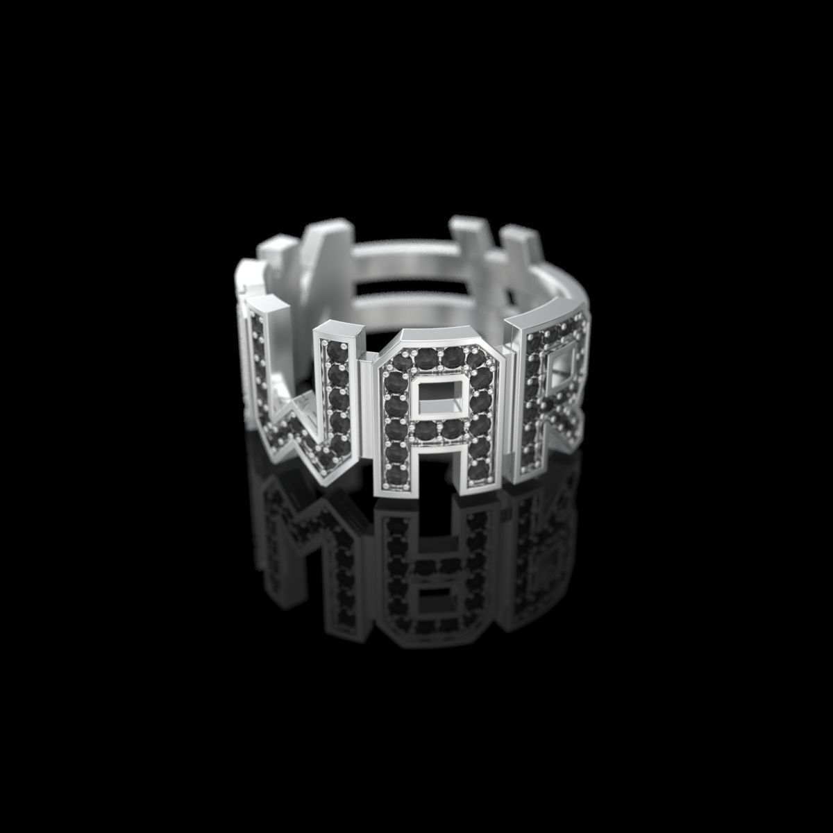 NO WAR Ring with gems Size 18mm 3D print model 3D print model_12
