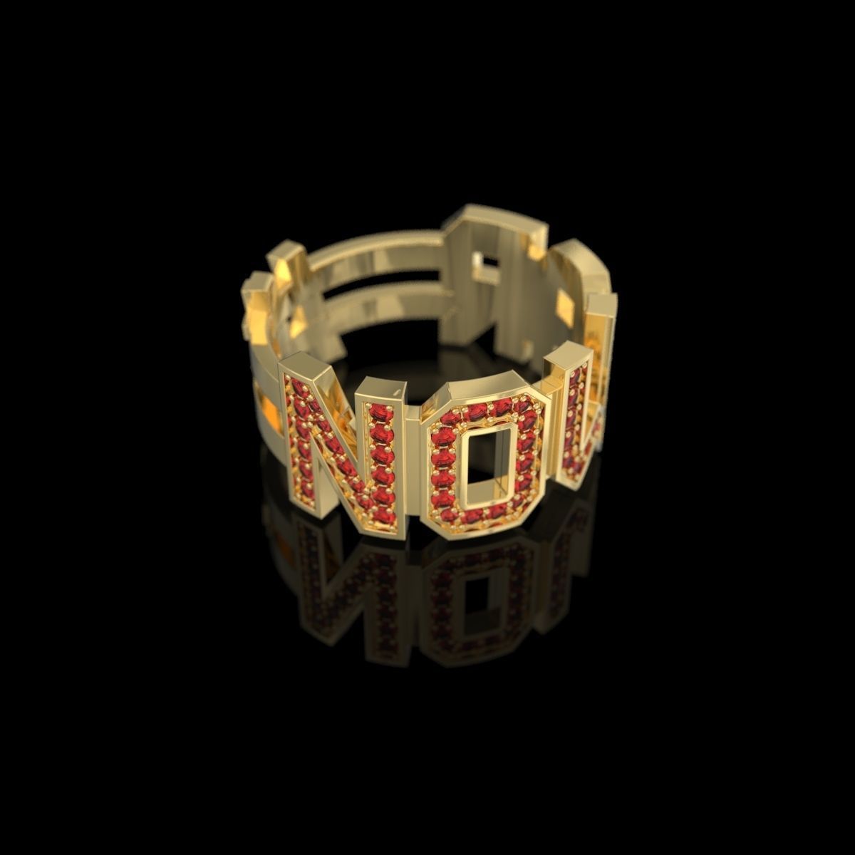 NO WAR Ring with gems Size 18mm 3D print model 3D print model_13