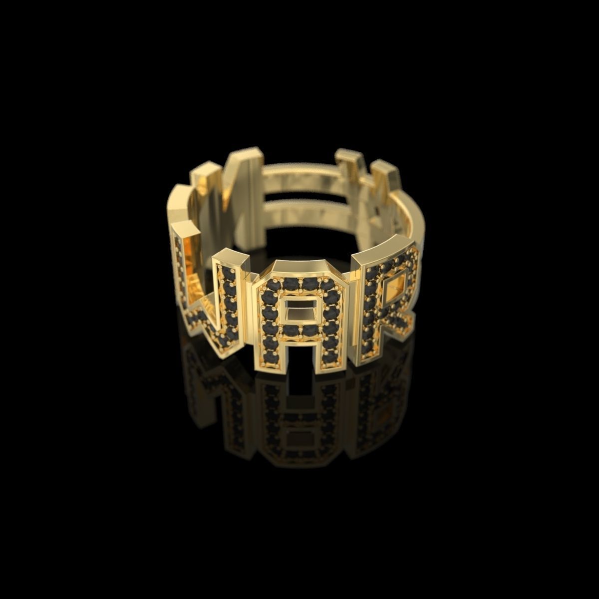 NO WAR Ring with gems Size 18mm 3D print model 3D print model_16