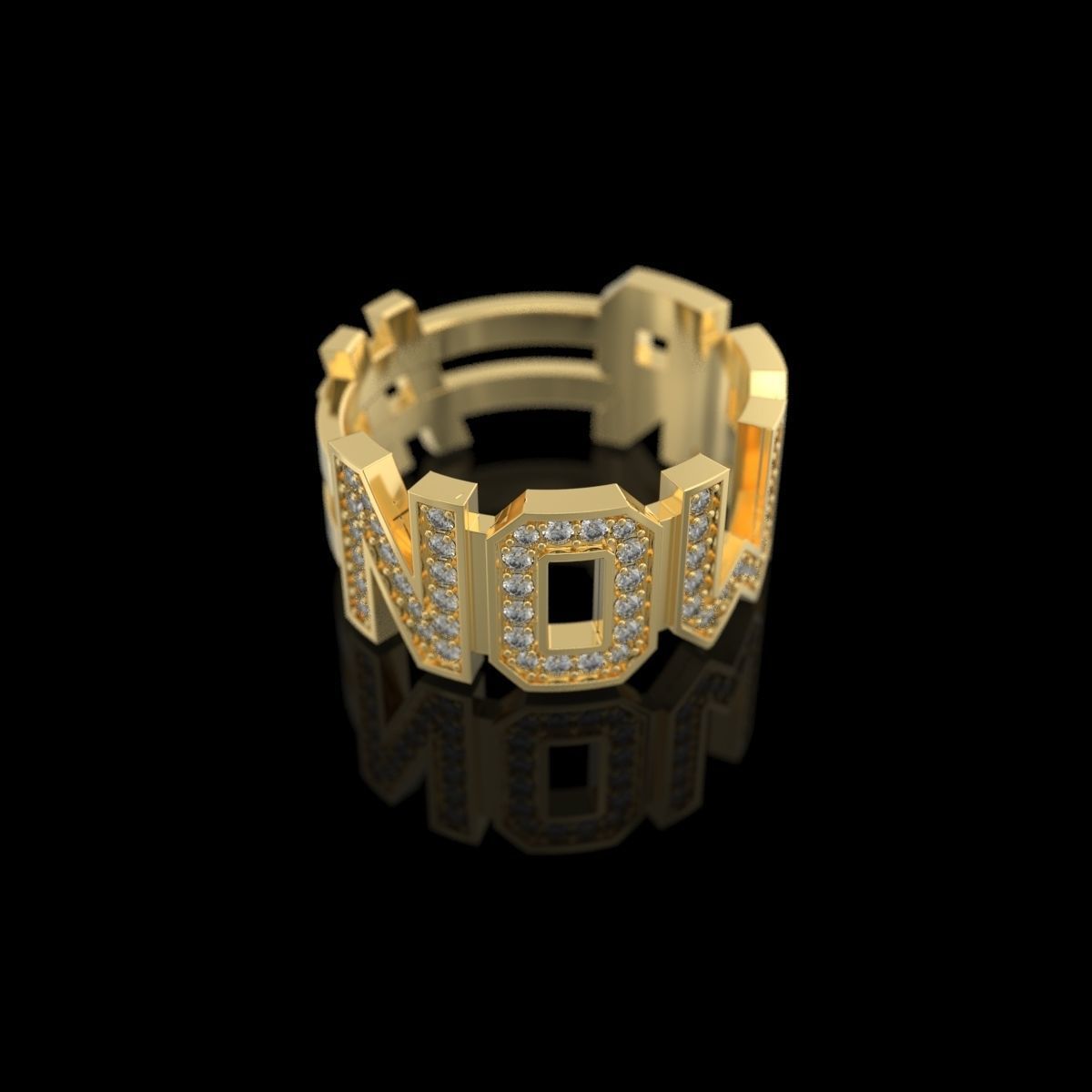 NO WAR Ring with gems Size 18mm 3D print model 3D print model_8