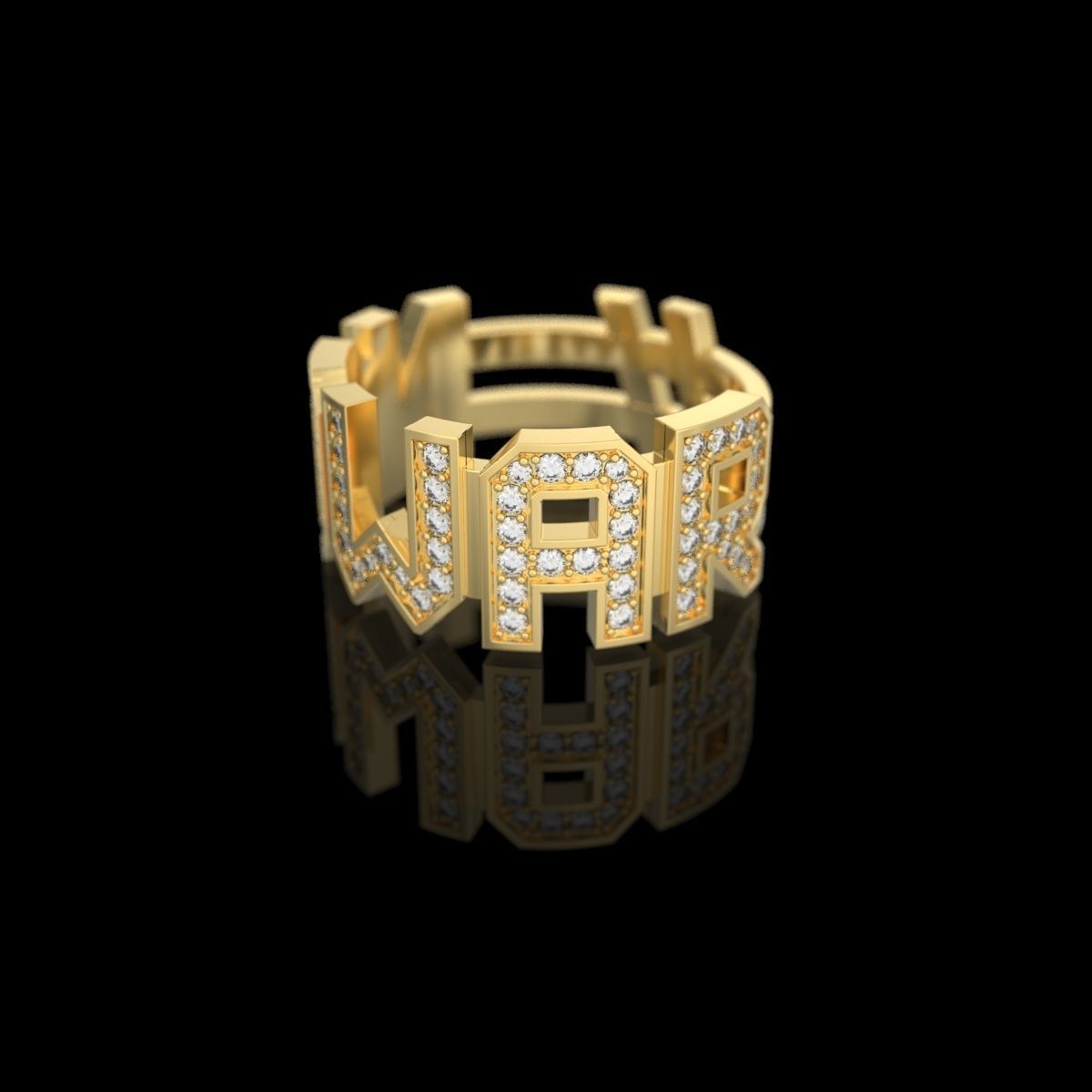 NO WAR Ring with gems Size 18mm 3D print model 3D print model_9