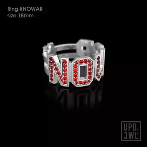 NO WAR Ring with gems Size 18mm 3D print model 3D print model