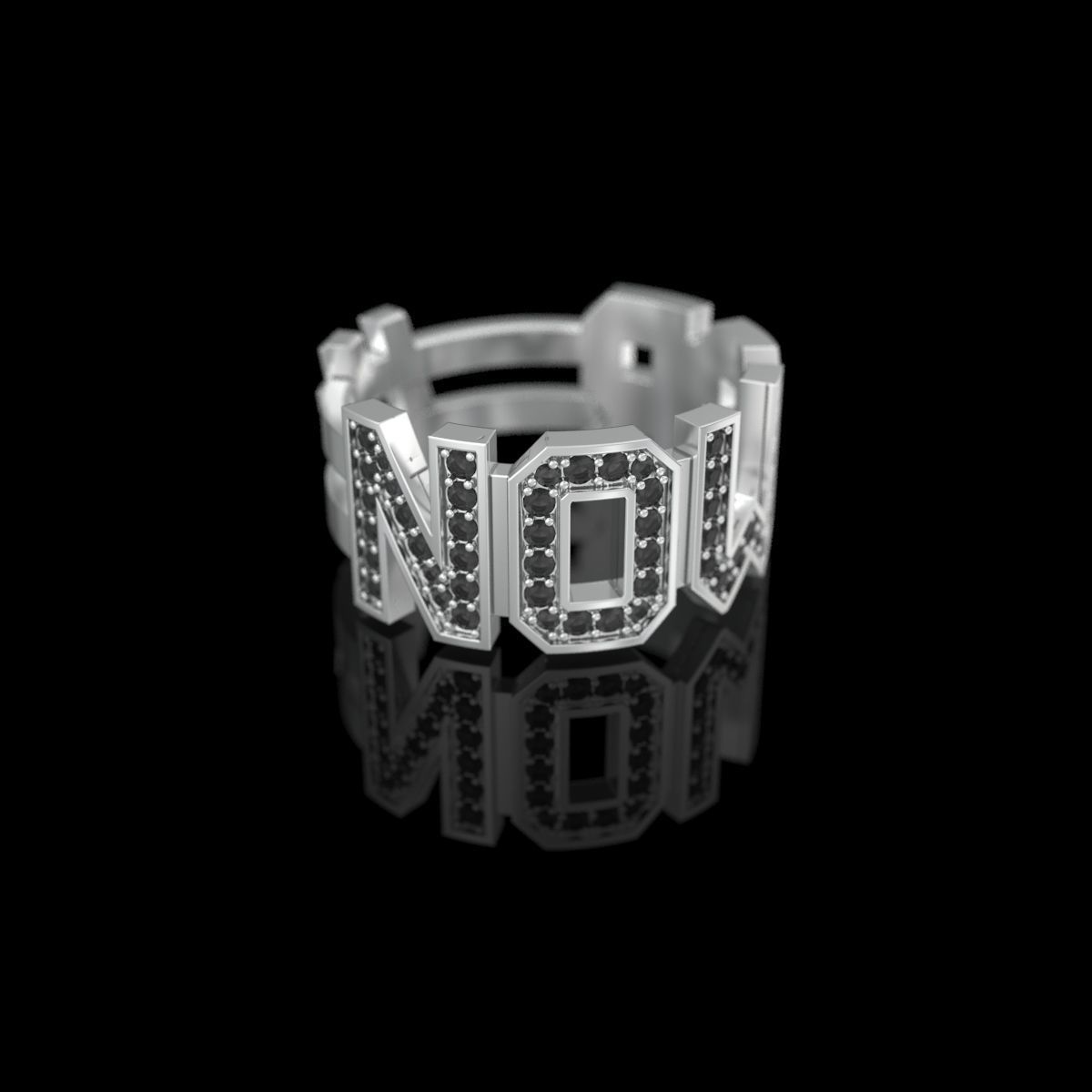 NO WAR Ring with gems Size 18mm 3D print model 3D print model_11