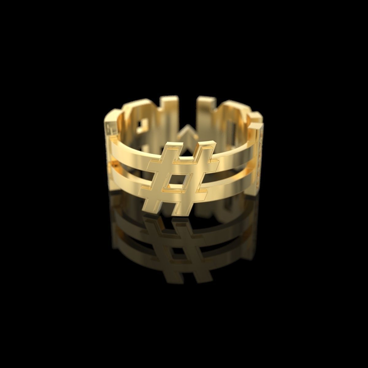 NO WAR Ring with gems Size 18mm 3D print model 3D print model_10