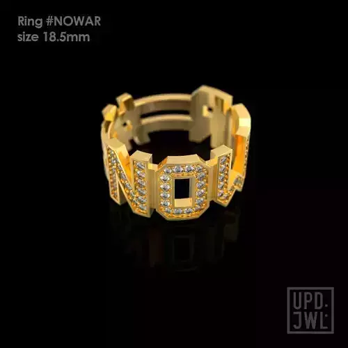 NO WAR Ring with gems Size 18-5mm 3D print model 3D print model