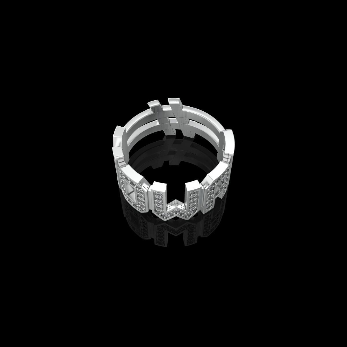 NO WAR Ring with gems Size 18-5mm 3D print model 3D print model_8