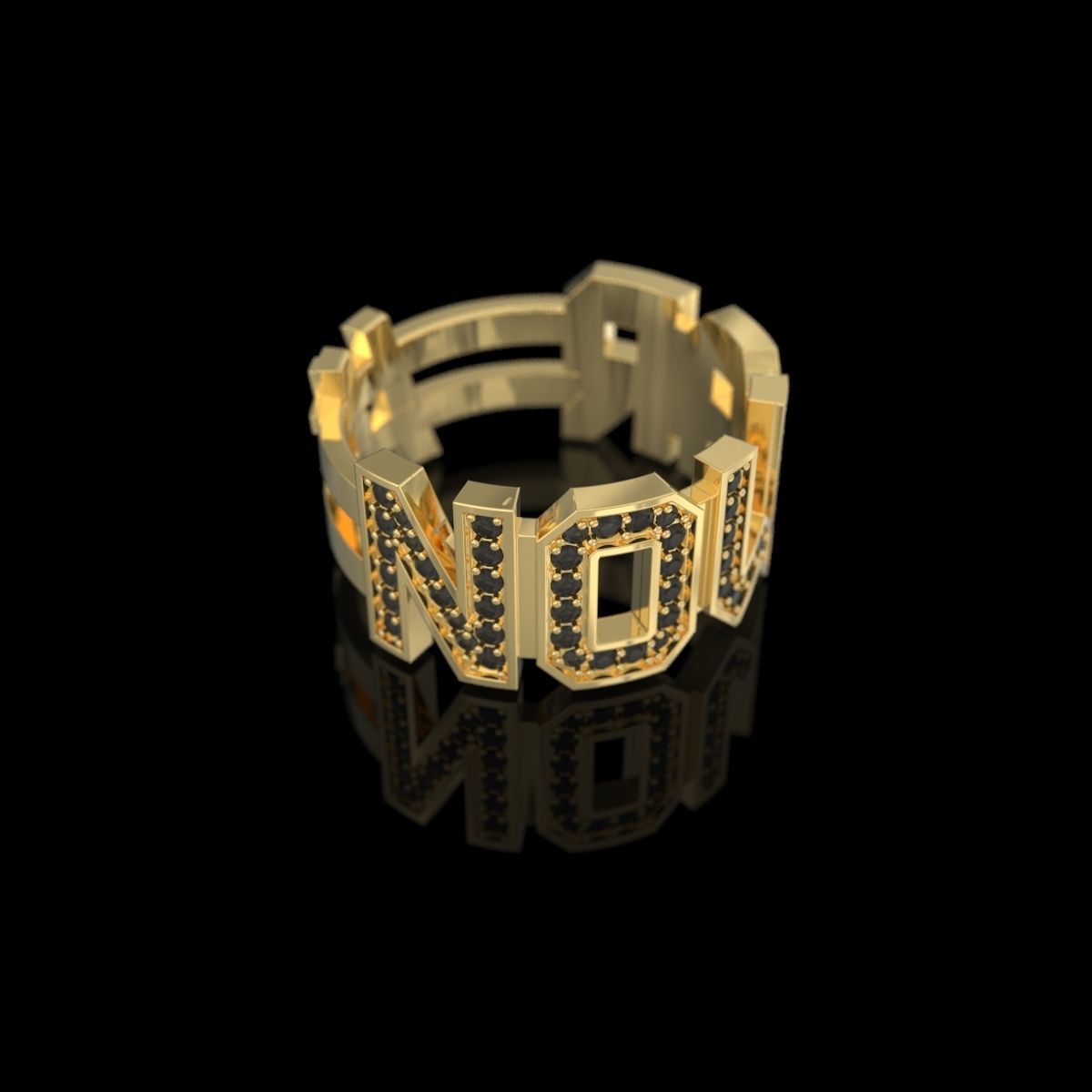 NO WAR Ring with gems Size 18-5mm 3D print model 3D print model_15