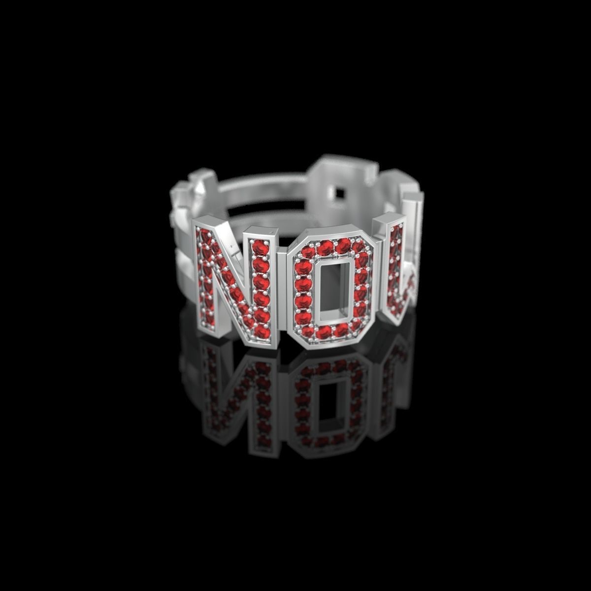 NO WAR Ring with gems Size 18-5mm 3D print model 3D print model_11