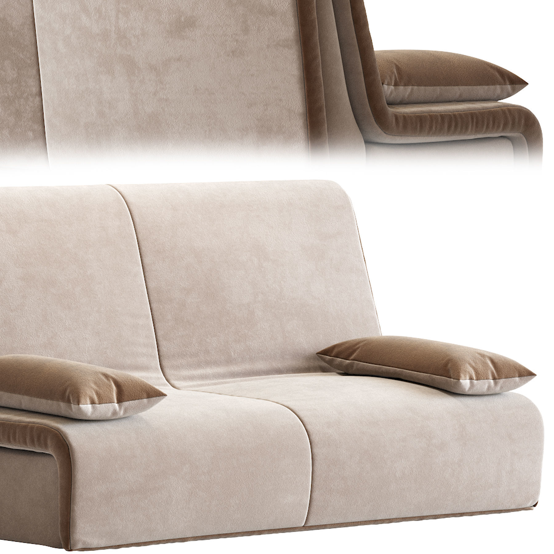 Novelty two sofas with couch and cushions 3D model_4