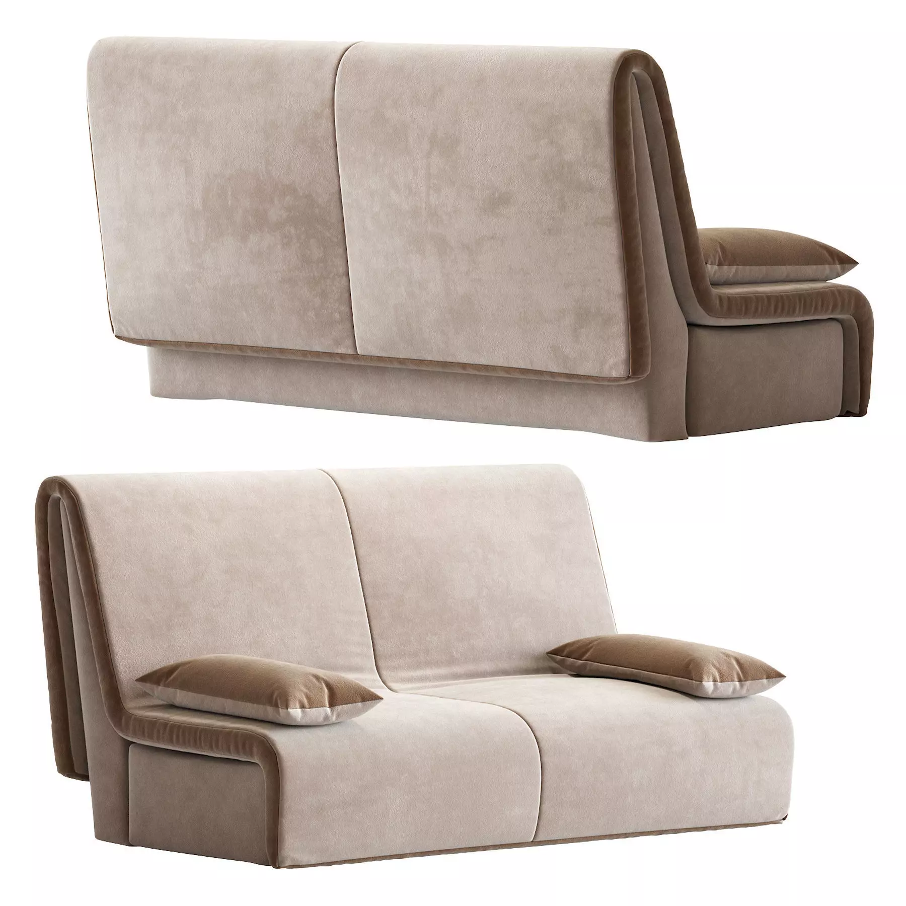 Novelty two sofas with couch and cushions 3D model_0