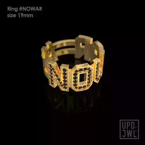 NO WAR Ring Size 19mm with gems 3D print model 3D print model