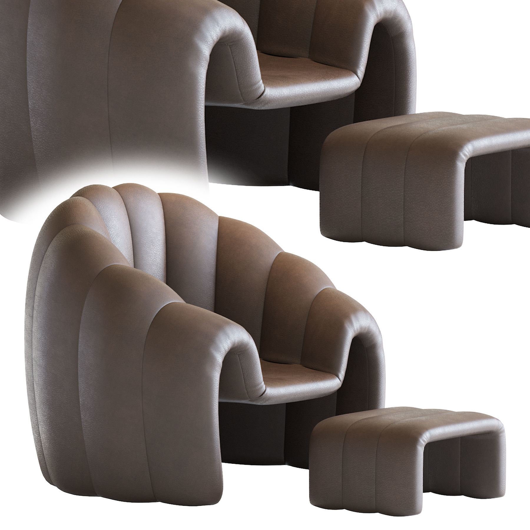 Armchair Art Shell 3D model_1