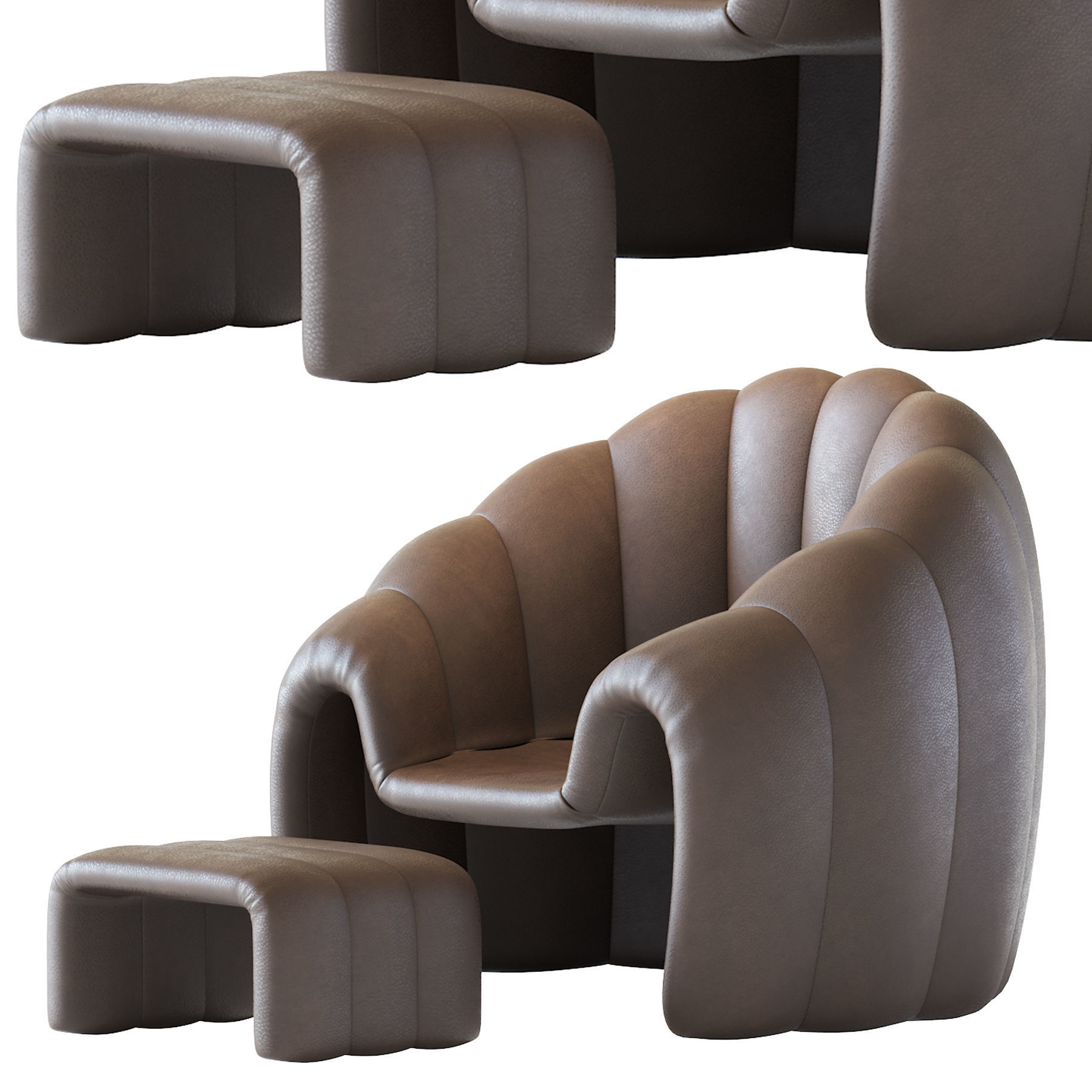 Armchair Art Shell 3D model_3