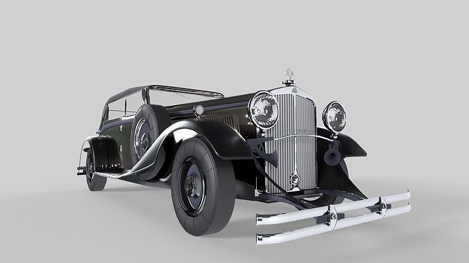 Mercedes Maybach - classic car with rig Low-poly 3D model