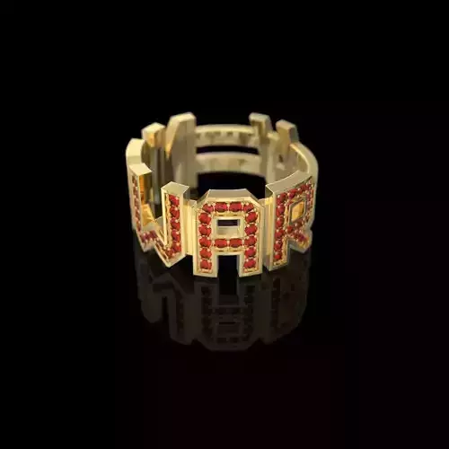 NO WAR Ring Size 19-5mm with gems 3D print model 3D print model