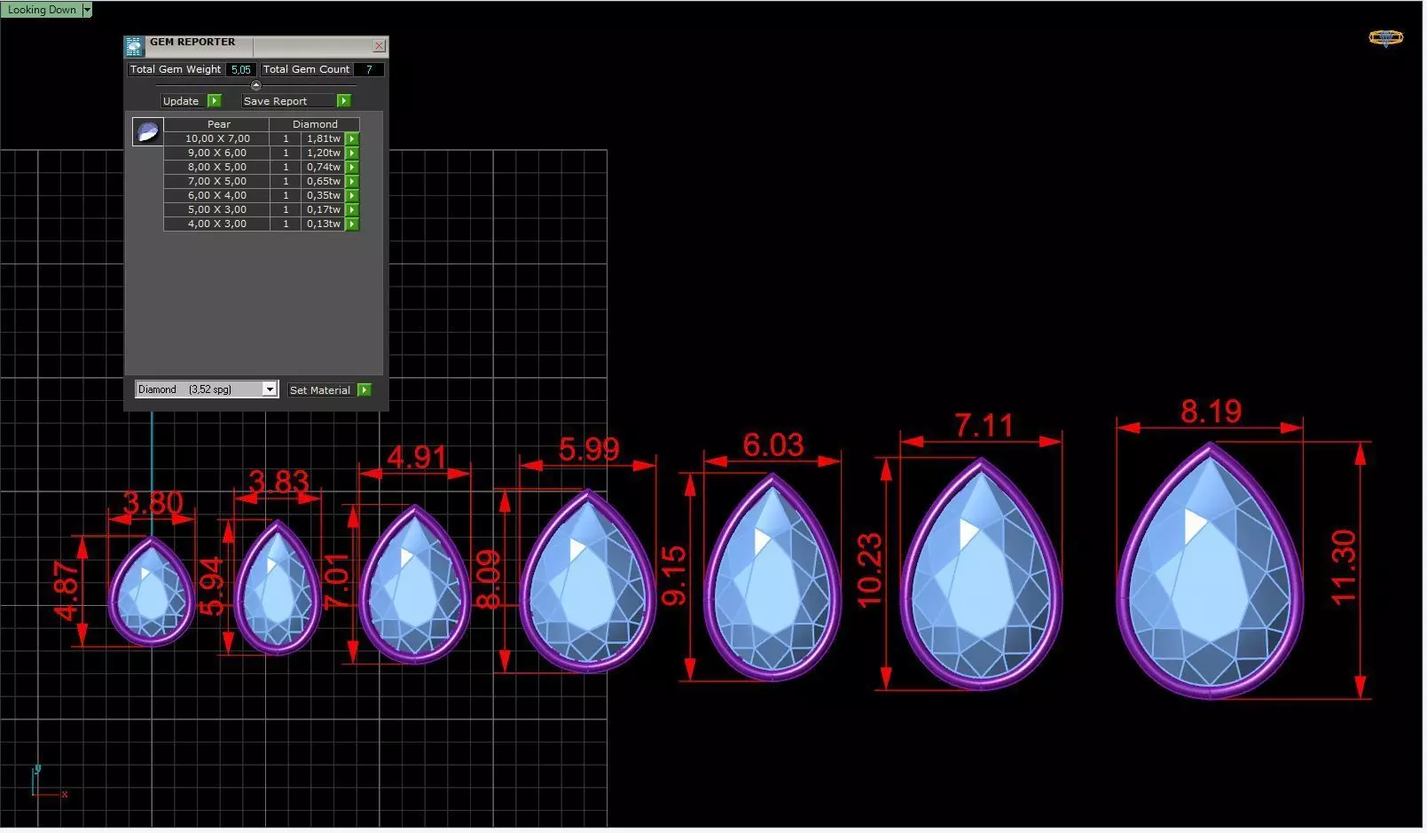 Earrings in the shape of a pear a set of different sizes 3D print model_0