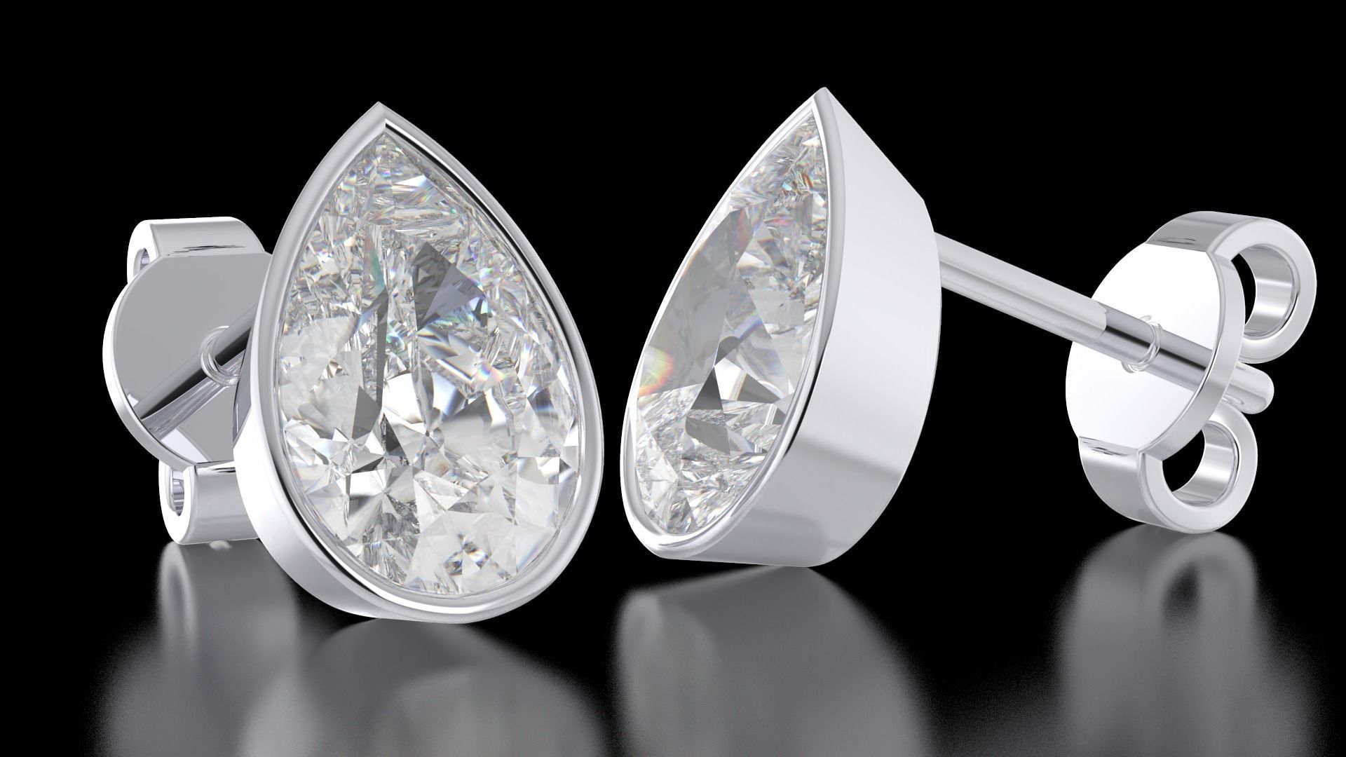 Earrings in the shape of a pear a set of different sizes 3D print model_17