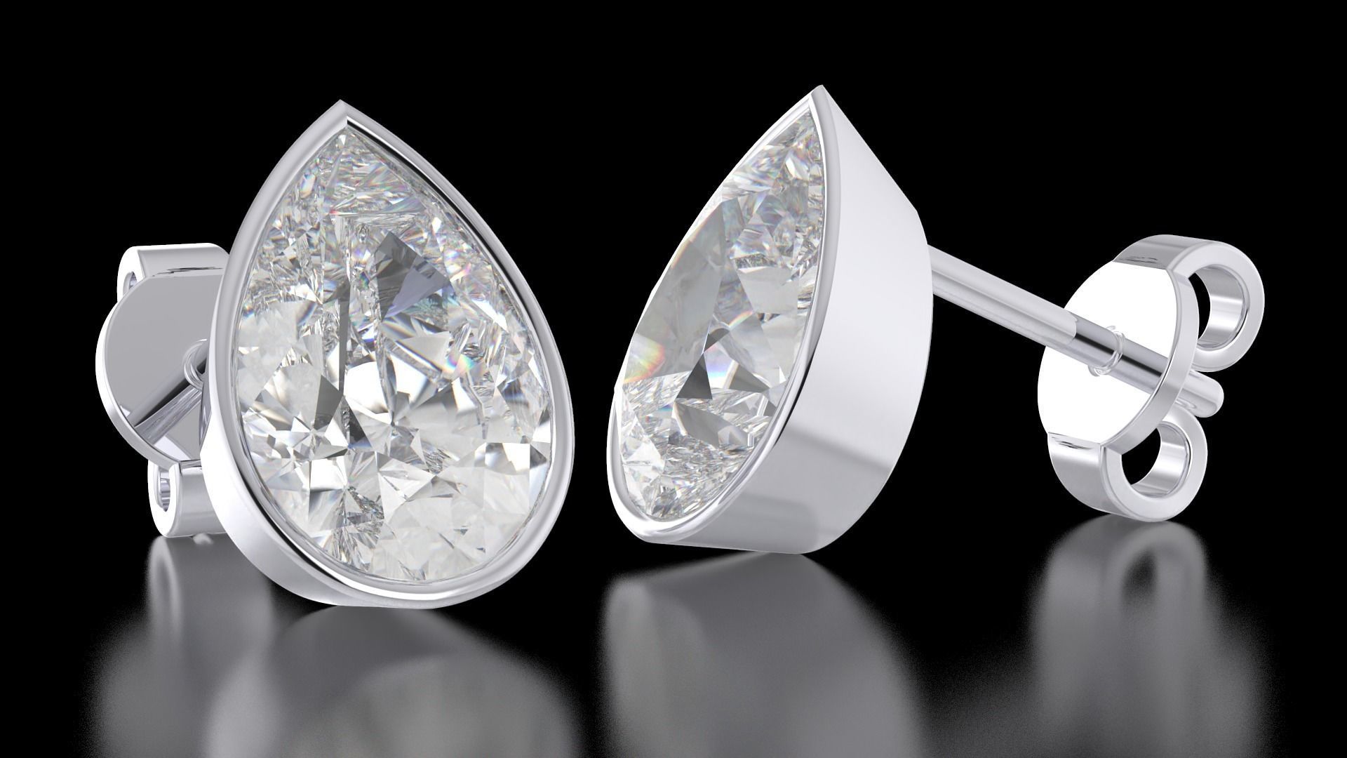 Earrings in the shape of a pear a set of different sizes 3D print model_20