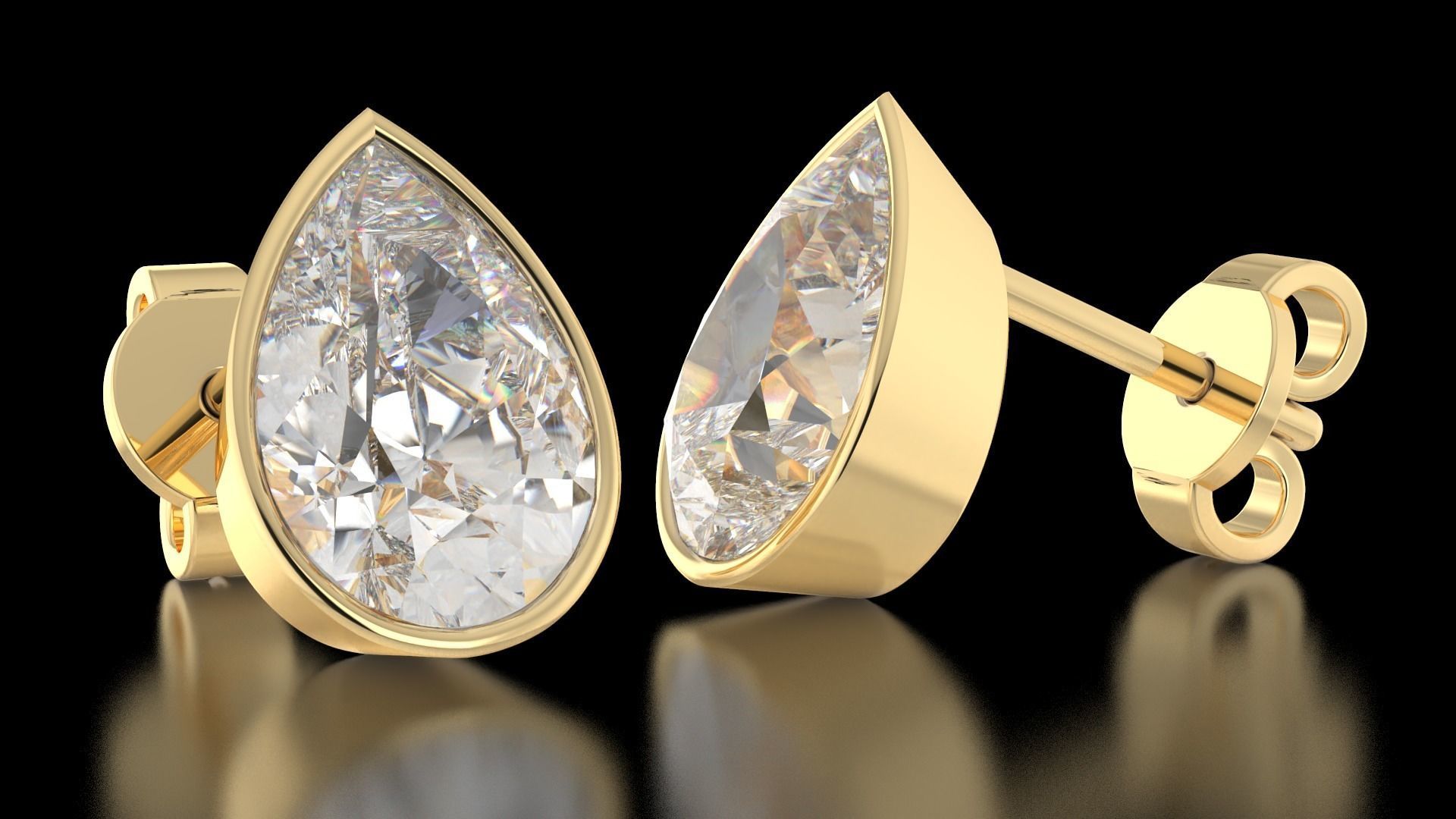 Earrings in the shape of a pear a set of different sizes 3D print model_21