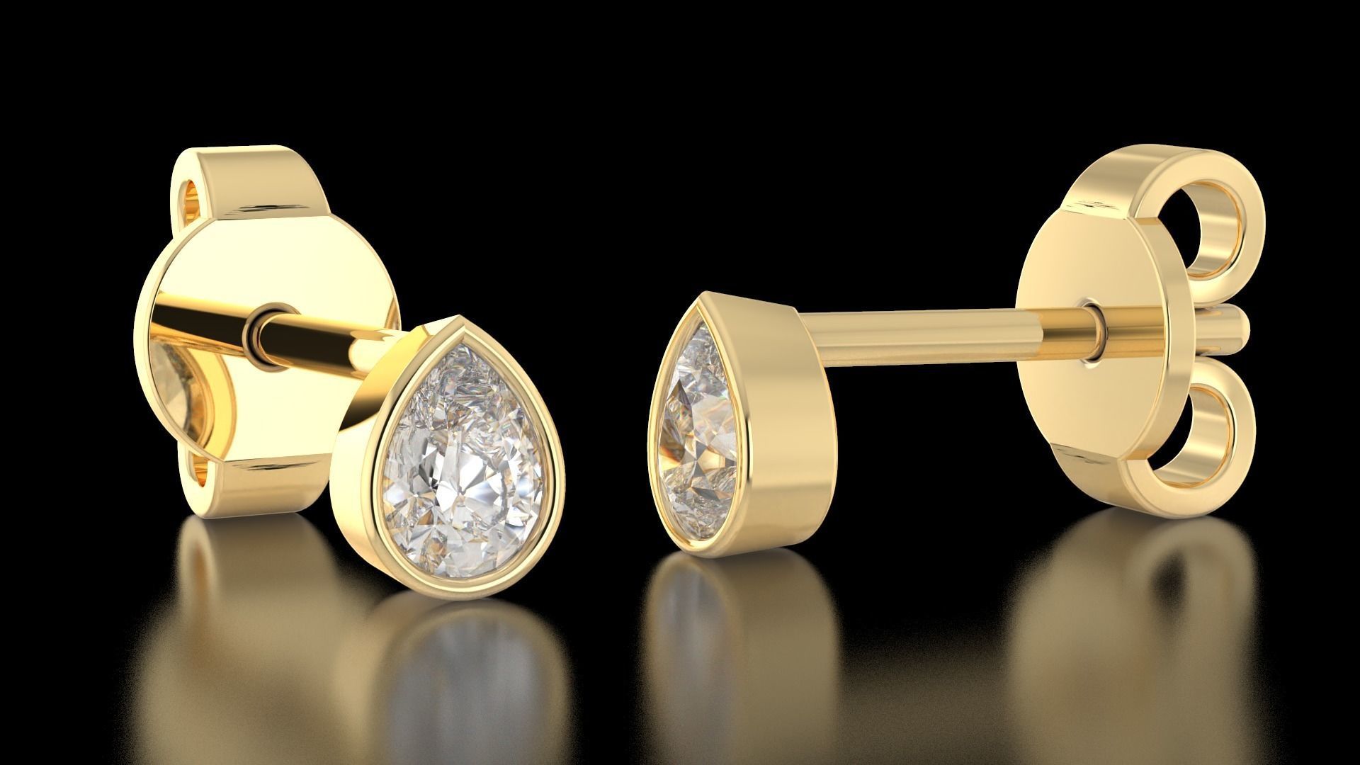 Earrings in the shape of a pear a set of different sizes 3D print model_3