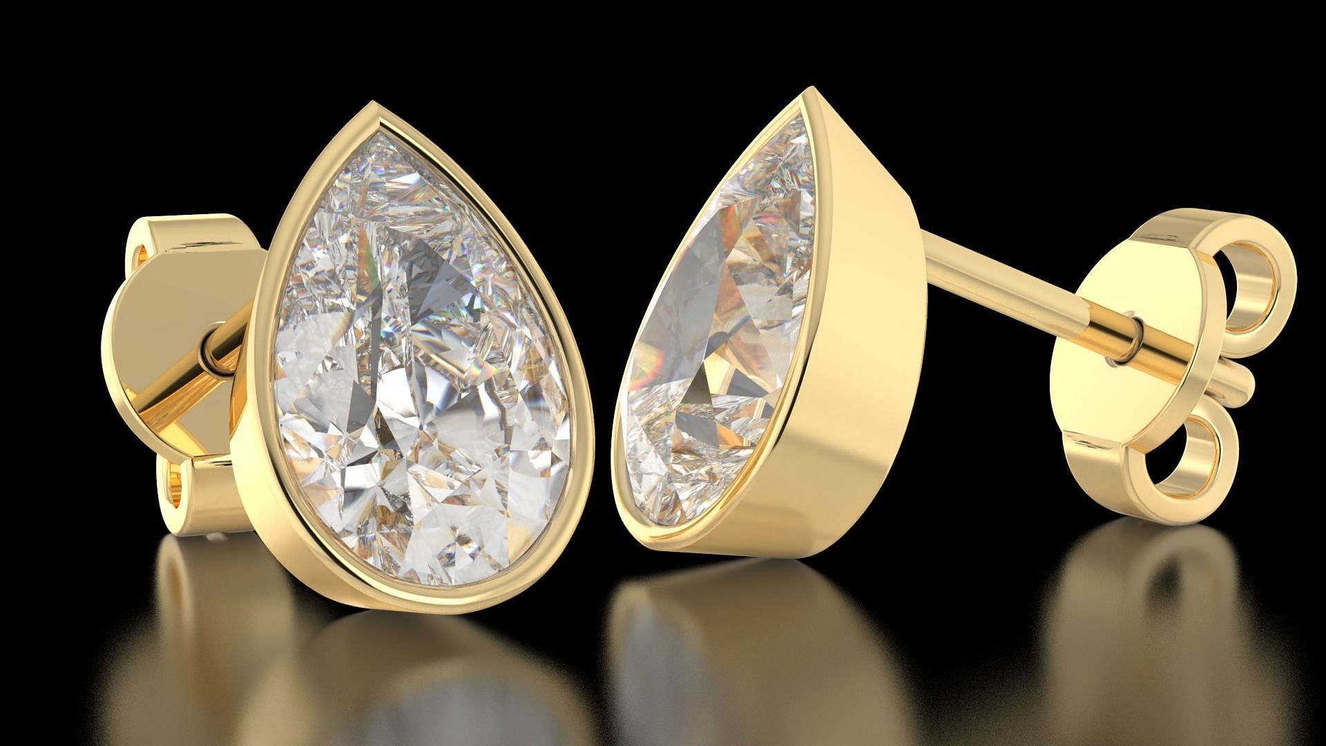 Earrings in the shape of a pear a set of different sizes 3D print model_18