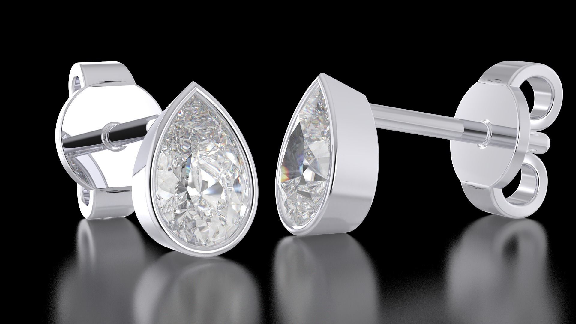 Earrings in the shape of a pear a set of different sizes 3D print model_8