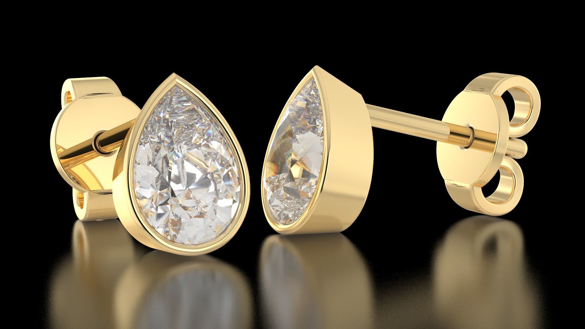 Earrings in the shape of a pear a set of different sizes 3D print model_12