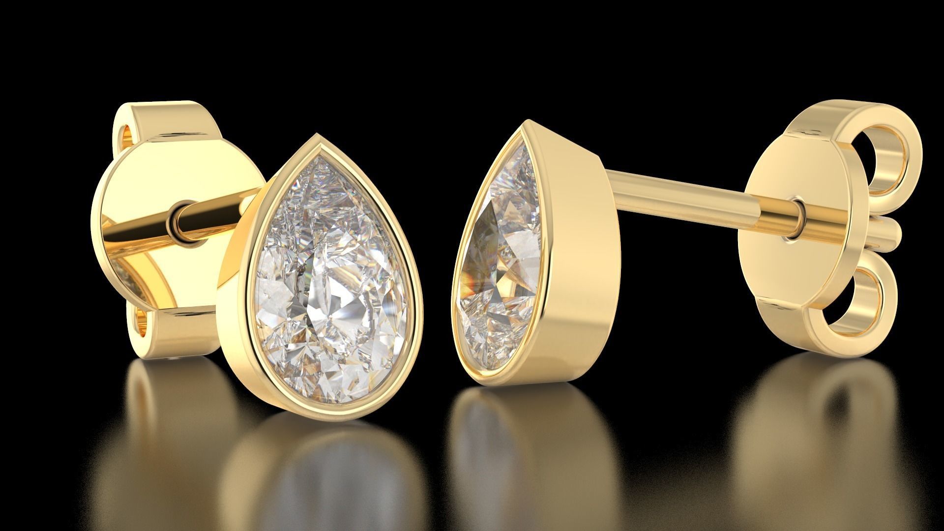 Earrings in the shape of a pear a set of different sizes 3D print model_9