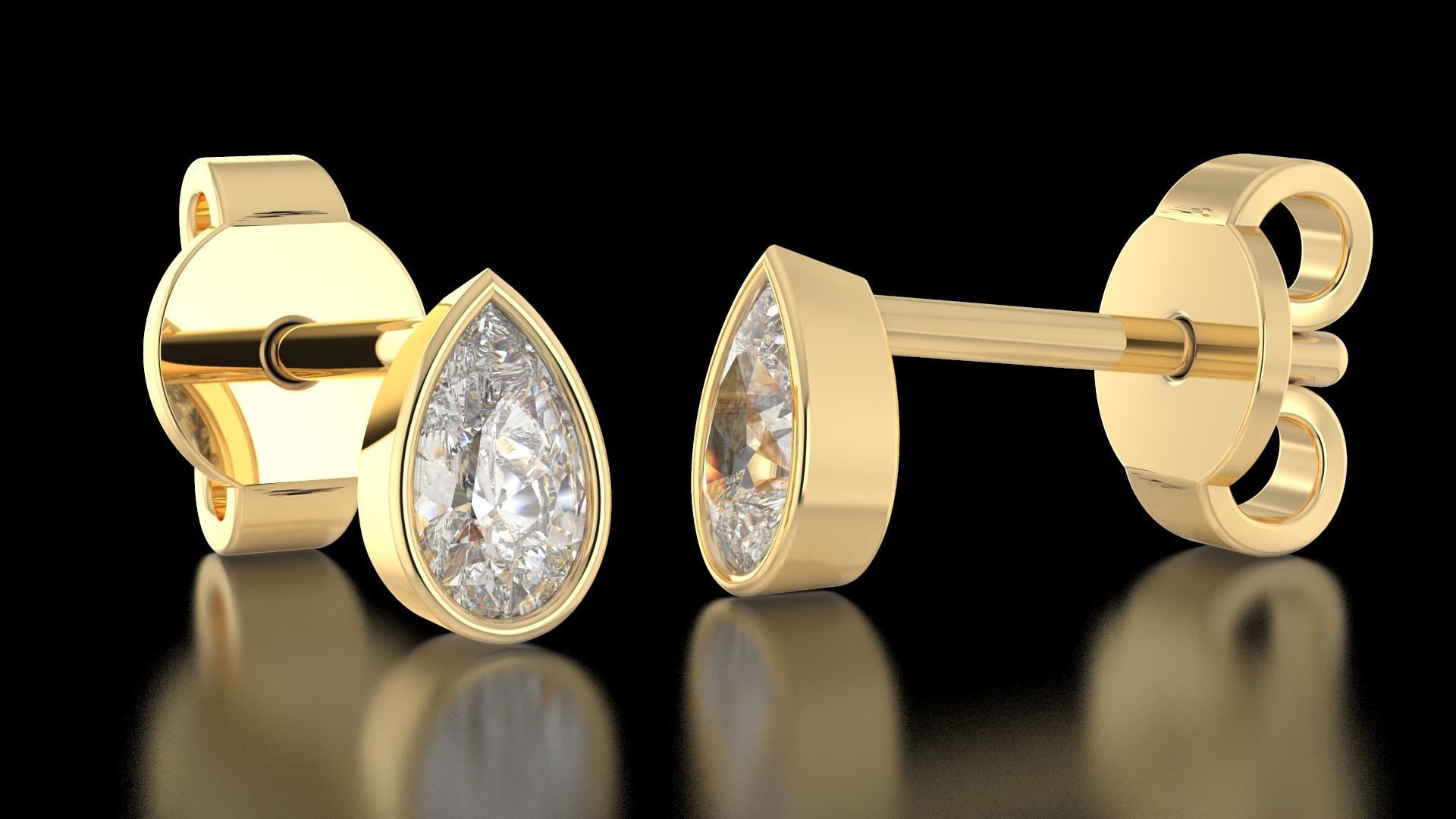 Earrings in the shape of a pear a set of different sizes 3D print model_6