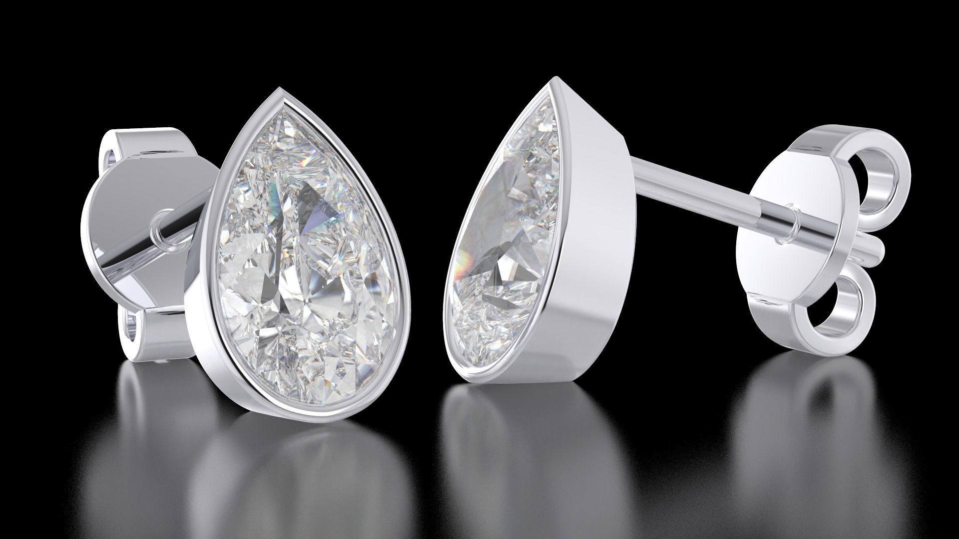 Earrings in the shape of a pear a set of different sizes 3D print model_14