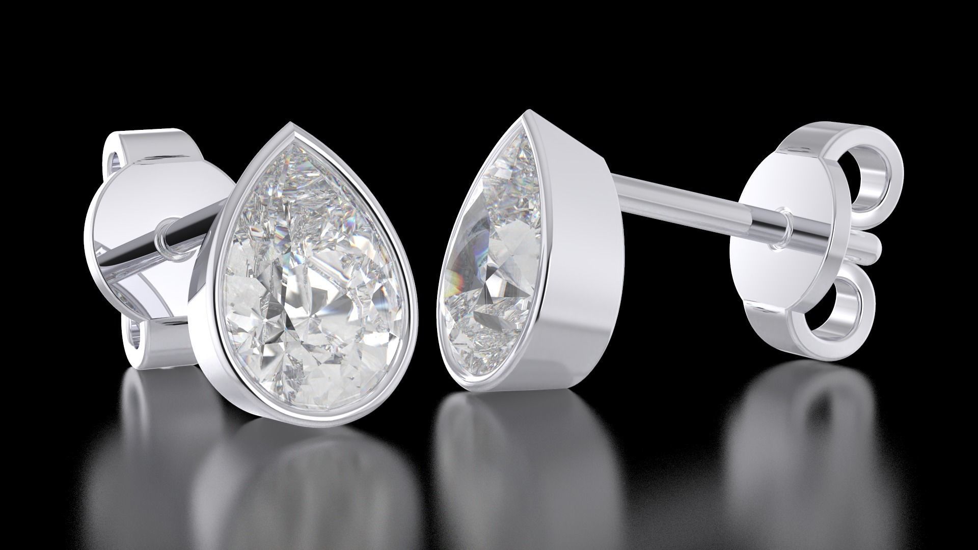 Earrings in the shape of a pear a set of different sizes 3D print model_11