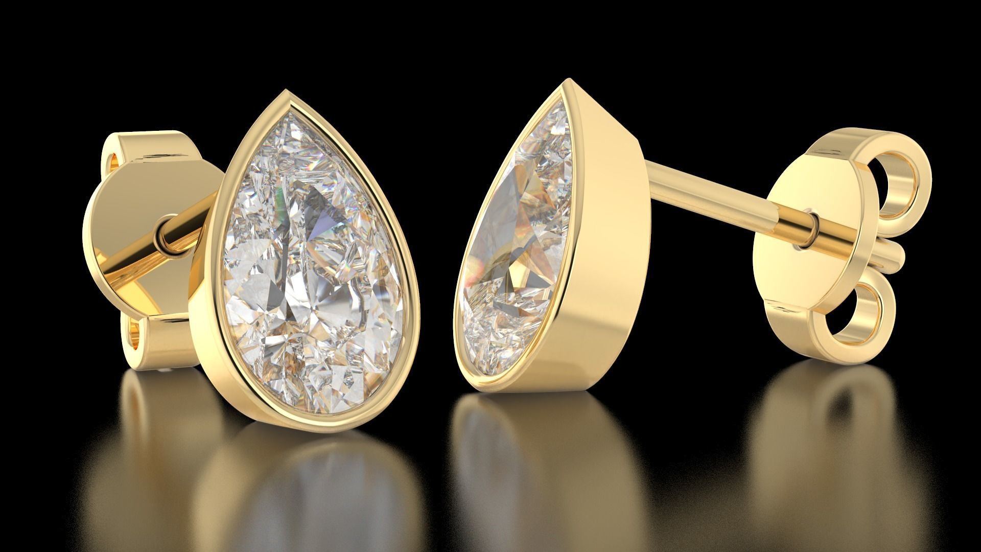 Earrings in the shape of a pear a set of different sizes 3D print model_15