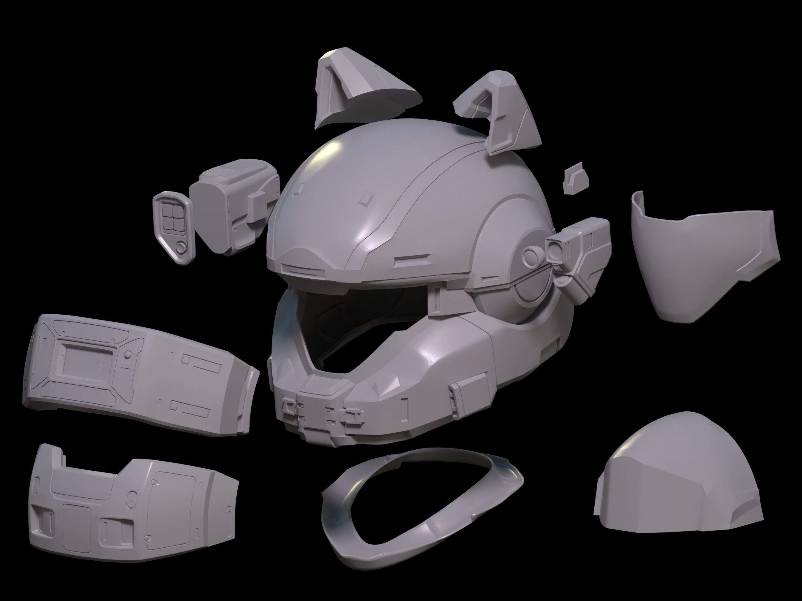 HALO Enigma helmet with attachments 3d print file 3D print model_7