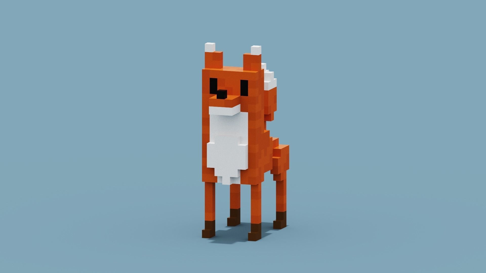 Voxel Fox Low-poly 3D model_11