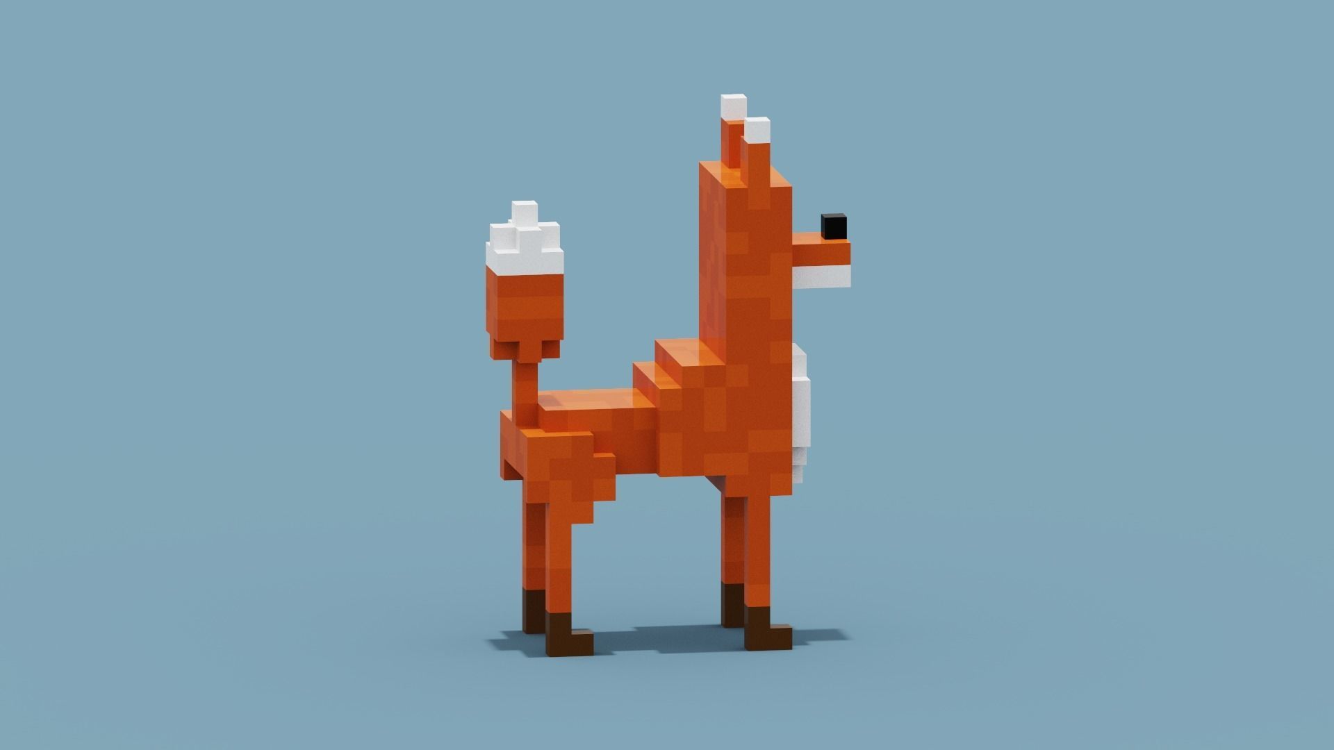 Voxel Fox Low-poly 3D model_7