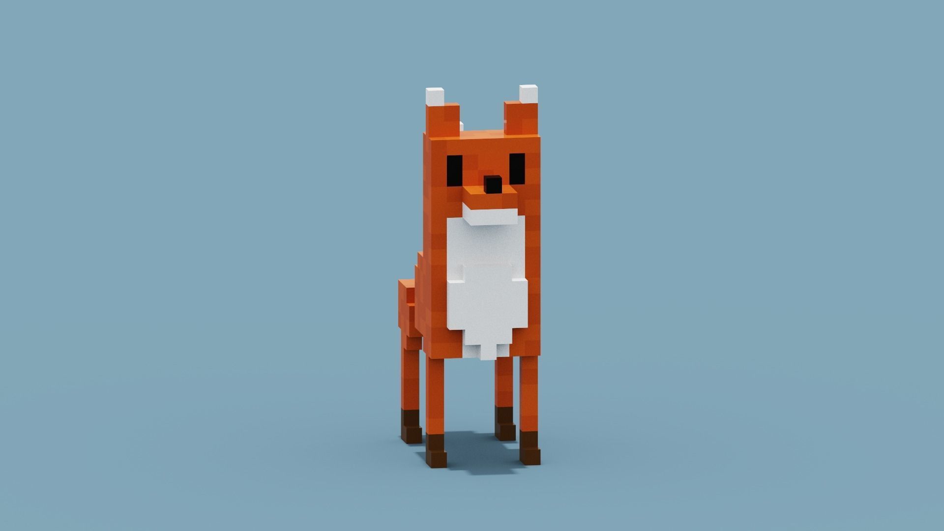 Voxel Fox Low-poly 3D model_10