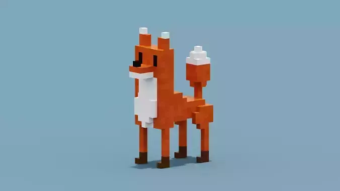Voxel Fox Low-poly 3D model