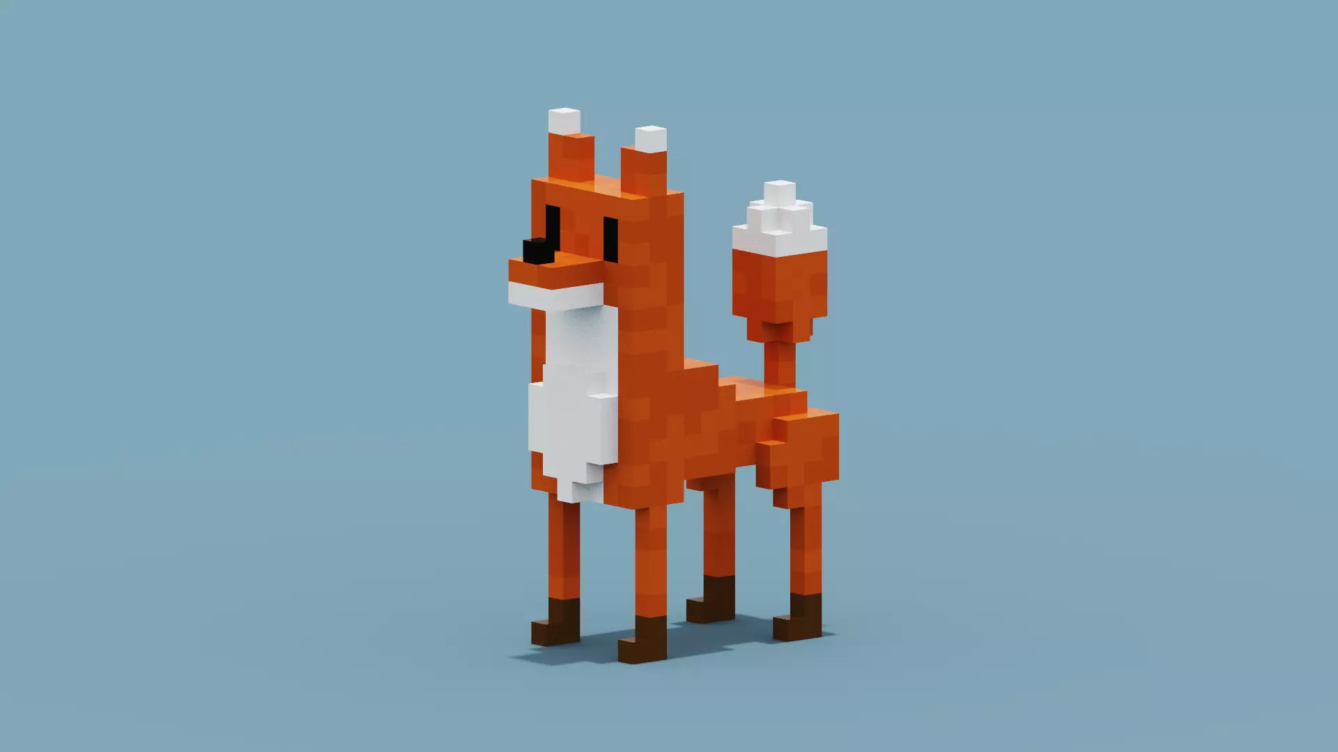 Voxel Fox Low-poly 3D model_0