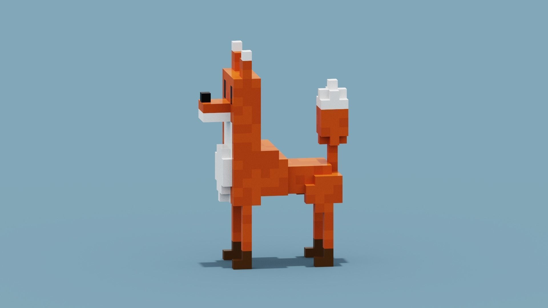 Voxel Fox Low-poly 3D model_1