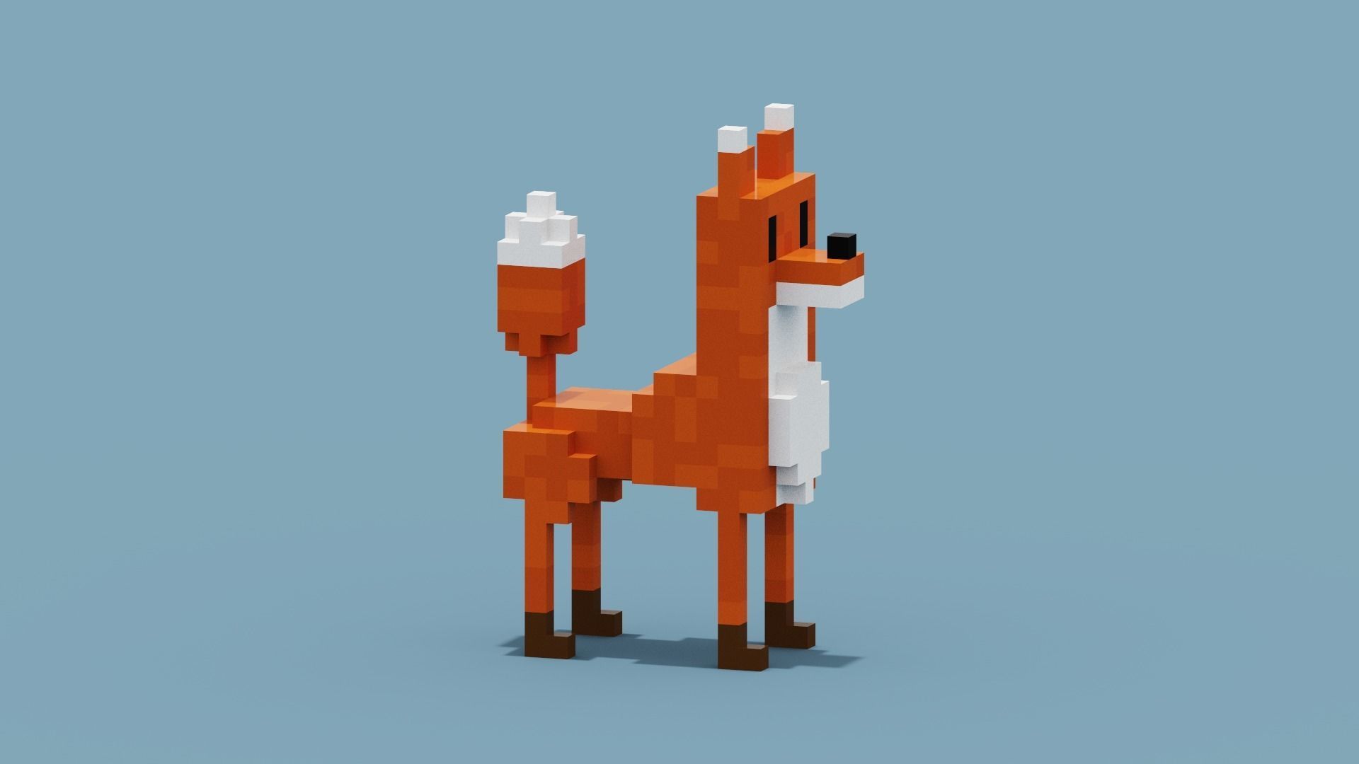 Voxel Fox Low-poly 3D model_8