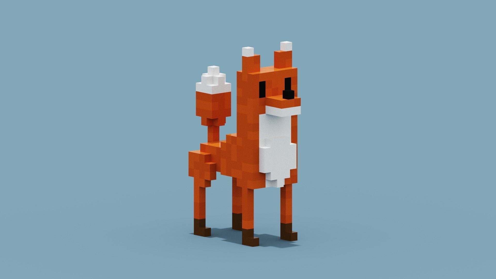Voxel Fox Low-poly 3D model_9