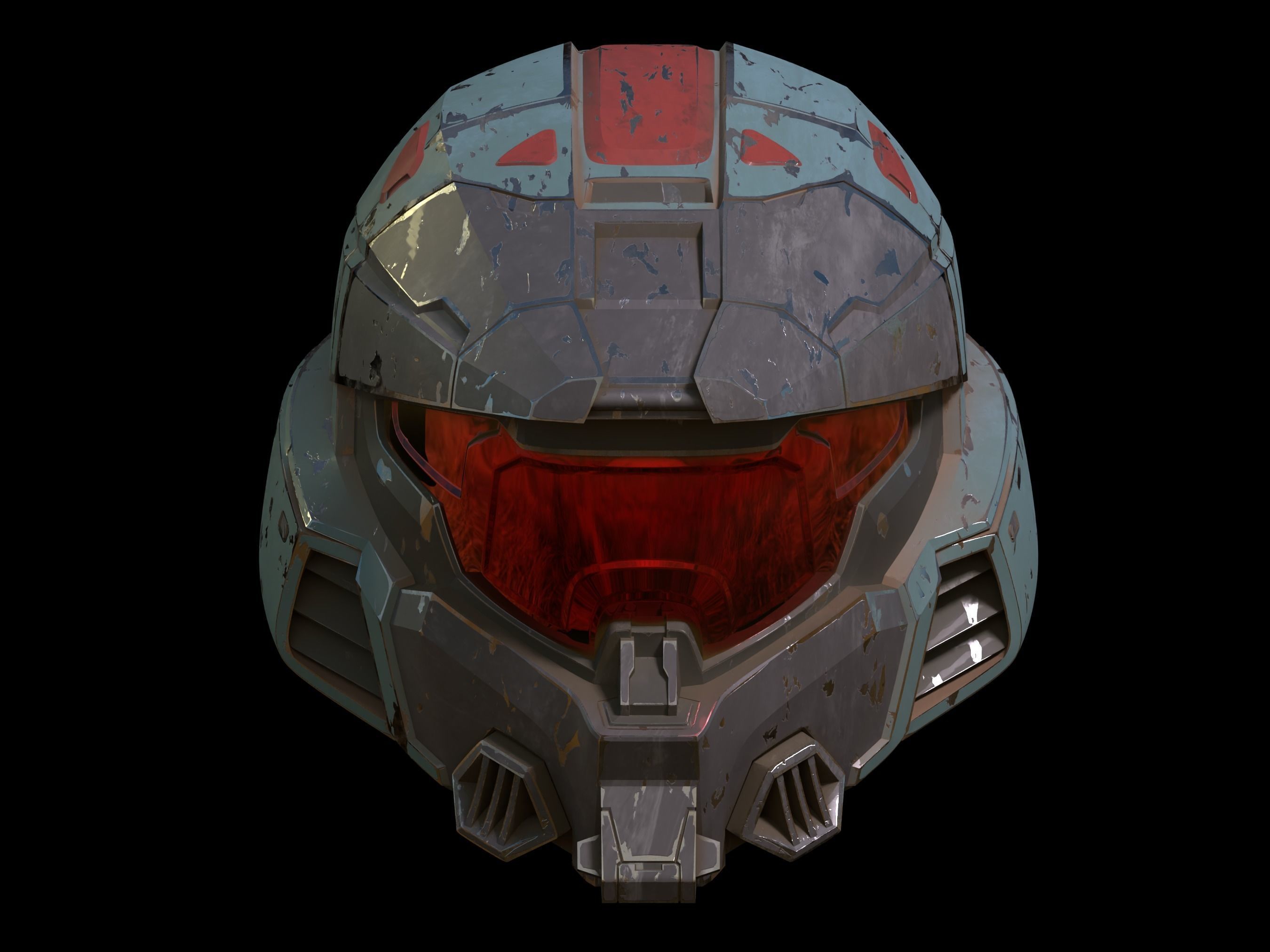 HALO Mk VII helmet with attachments 3d print file 3D print model_4
