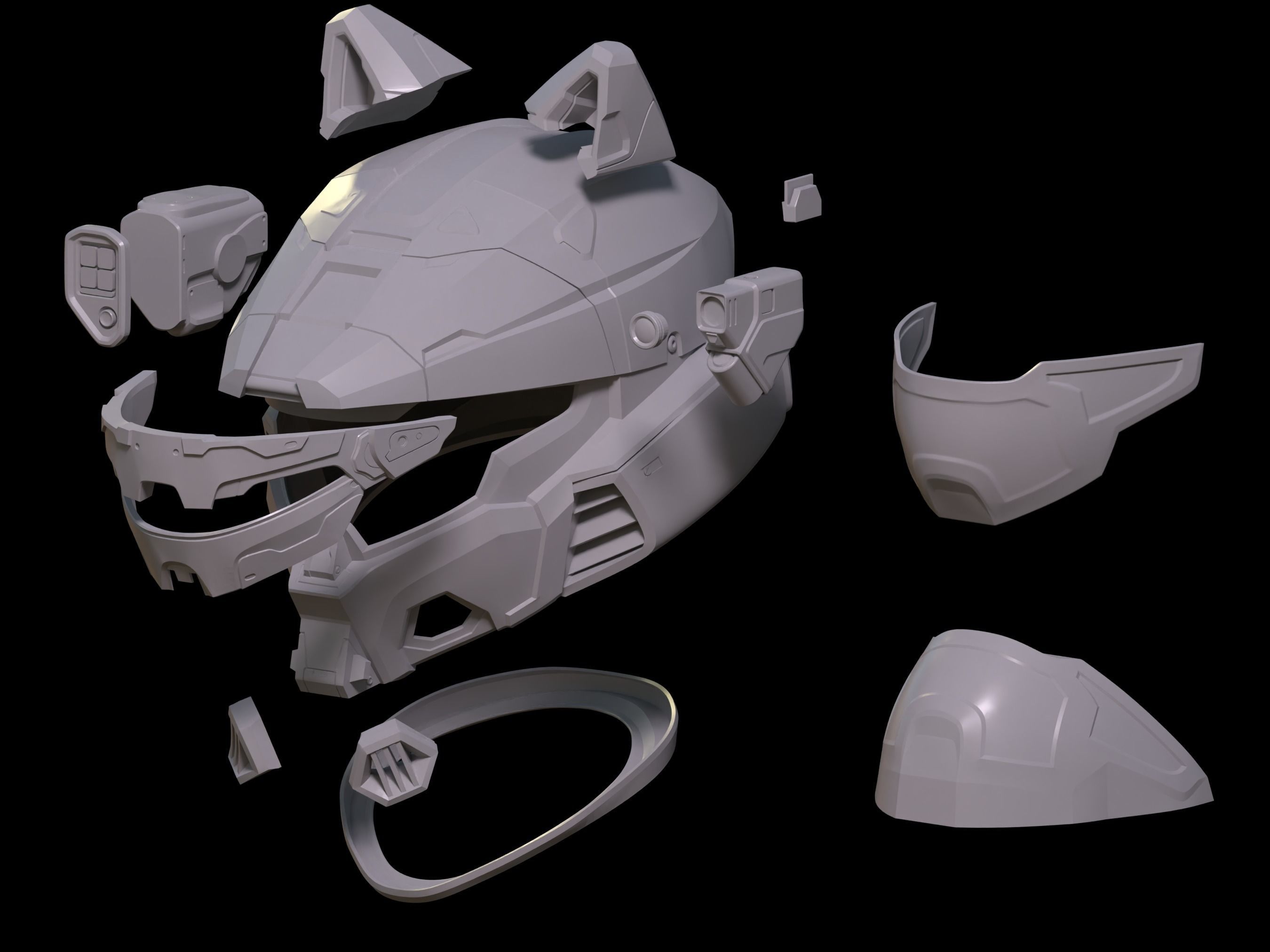 HALO Mk VII helmet with attachments 3d print file 3D print model_7